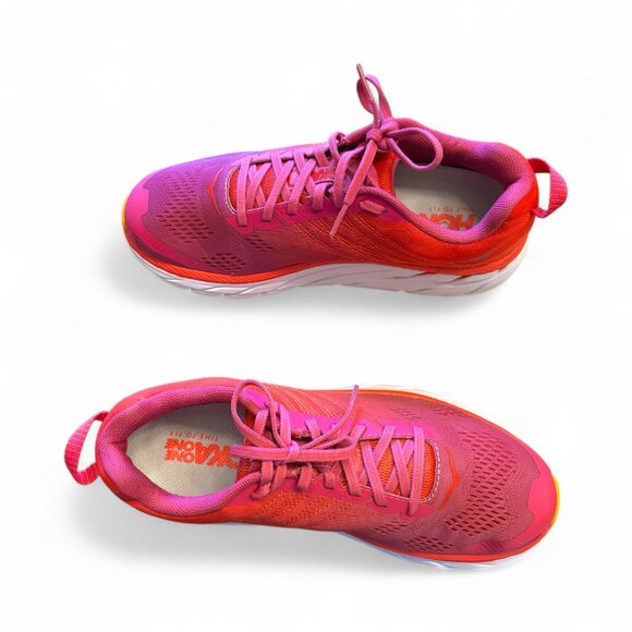 Hoka One One Clifton 6 Women’s 8.5 Poppy Red Running Shoes | Cushioned Trainer - Picture 2 of 9